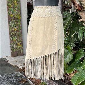 genuine suede fringe skirt